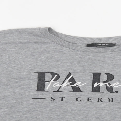 Primark Womens Grey  Cotton Pullover Sweatshirt Size L   - Paris