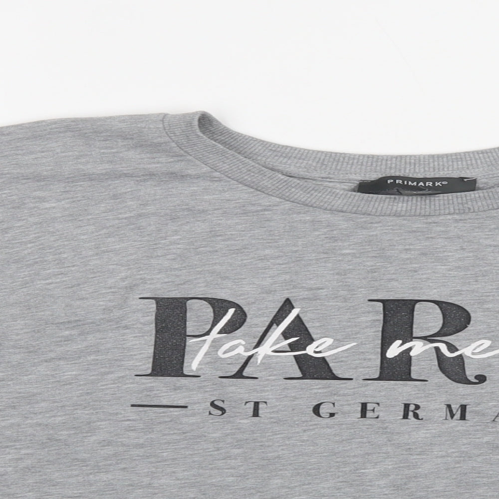 Primark Womens Grey  Cotton Pullover Sweatshirt Size L   - Paris