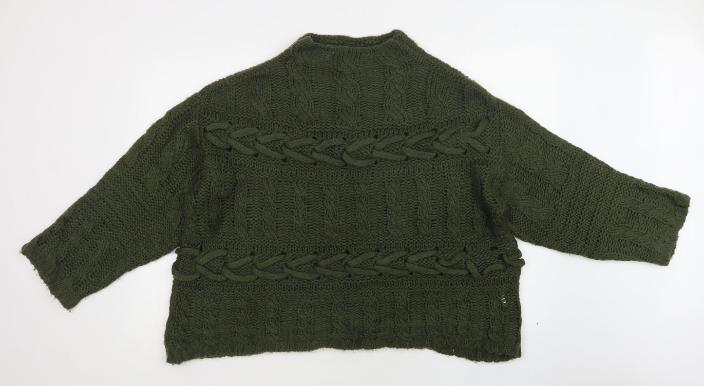 TU Womens Green Mock Neck  Acrylic Pullover Jumper Size XL