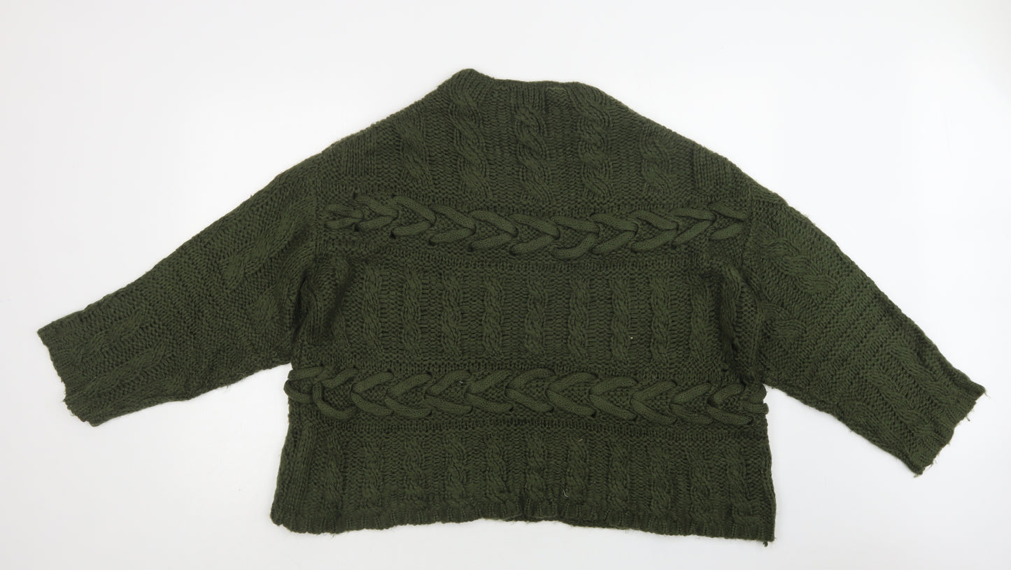 TU Womens Green Mock Neck  Acrylic Pullover Jumper Size XL