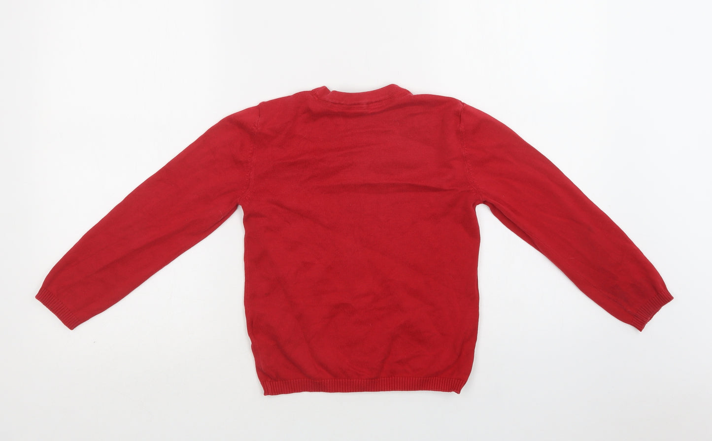 TU Girls Red V-Neck  Cotton Cardigan Jumper Size 8 Years  Button - School Wear