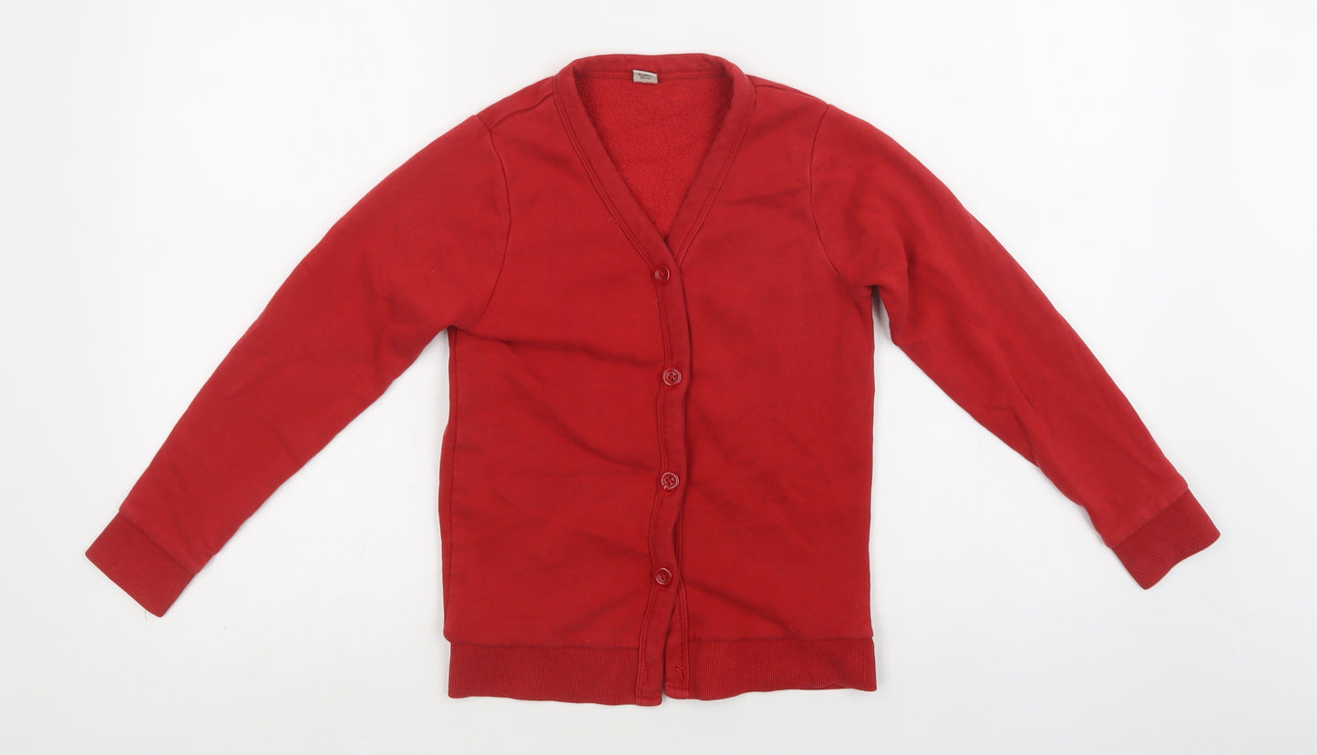 TU Boys Red  Cotton Cardigan Sweatshirt Size 8 Years  Button - School Wear