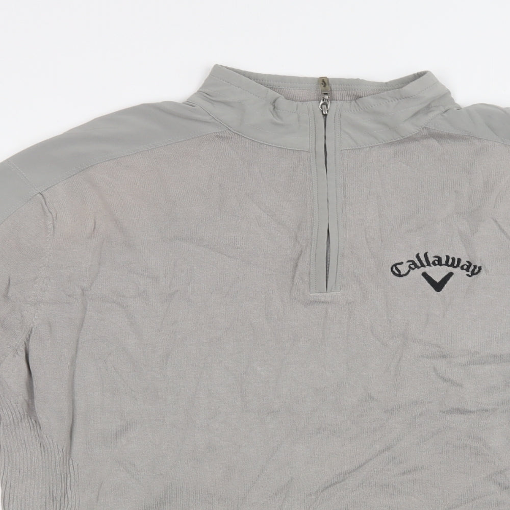 Callaway Mens Green Collared  Cotton Henley Jumper Size L