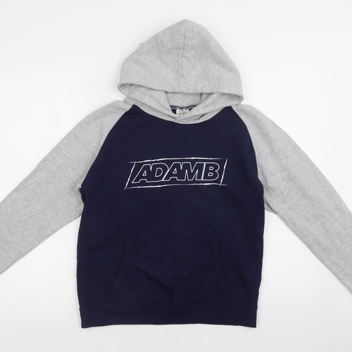 Awdis Boys Blue Colourblock Cotton Pullover Hoodie Size 12-13 Years