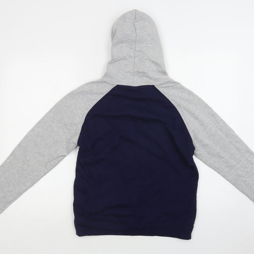 Awdis Boys Blue Colourblock Cotton Pullover Hoodie Size 12-13 Years