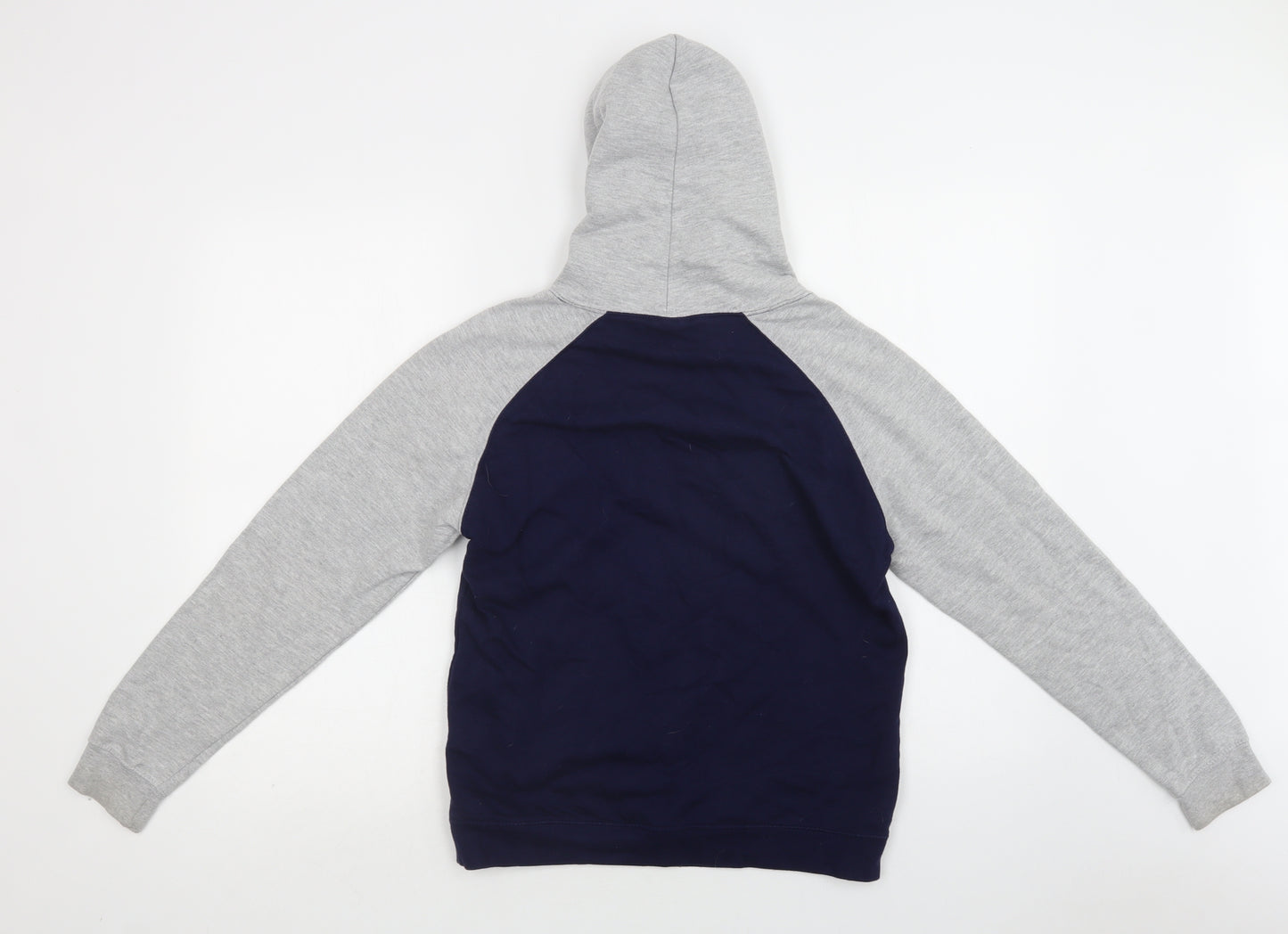 Awdis Boys Blue Colourblock Cotton Pullover Hoodie Size 12-13 Years