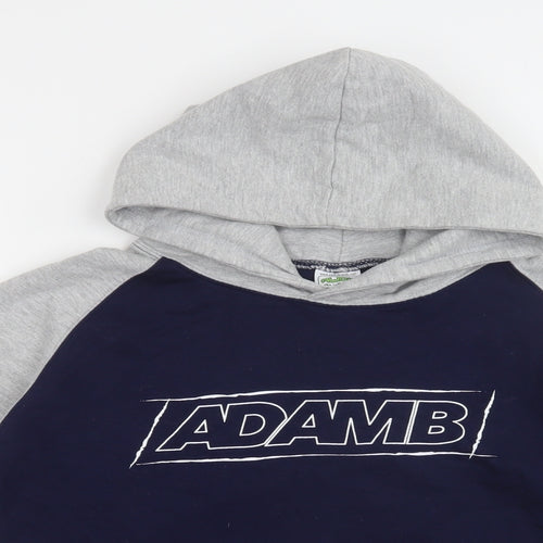 Awdis Boys Blue Colourblock Cotton Pullover Hoodie Size 12-13 Years