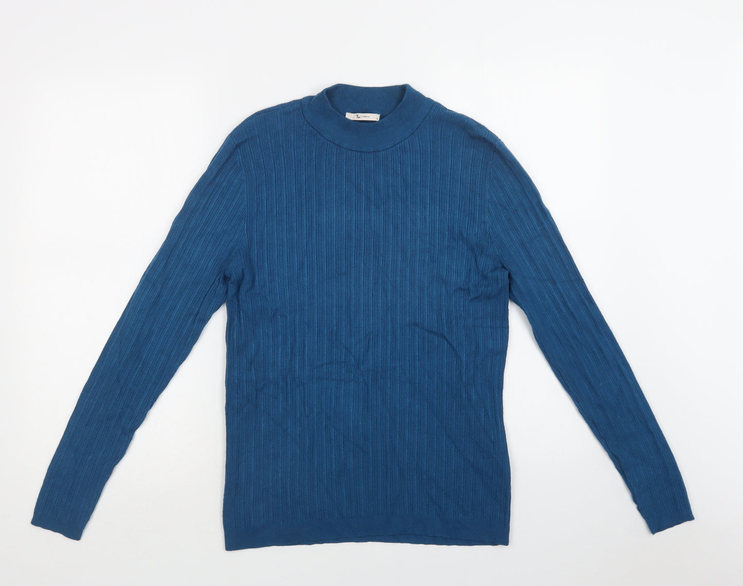 TU Womens Blue Mock Neck  Viscose Pullover Jumper Size 16