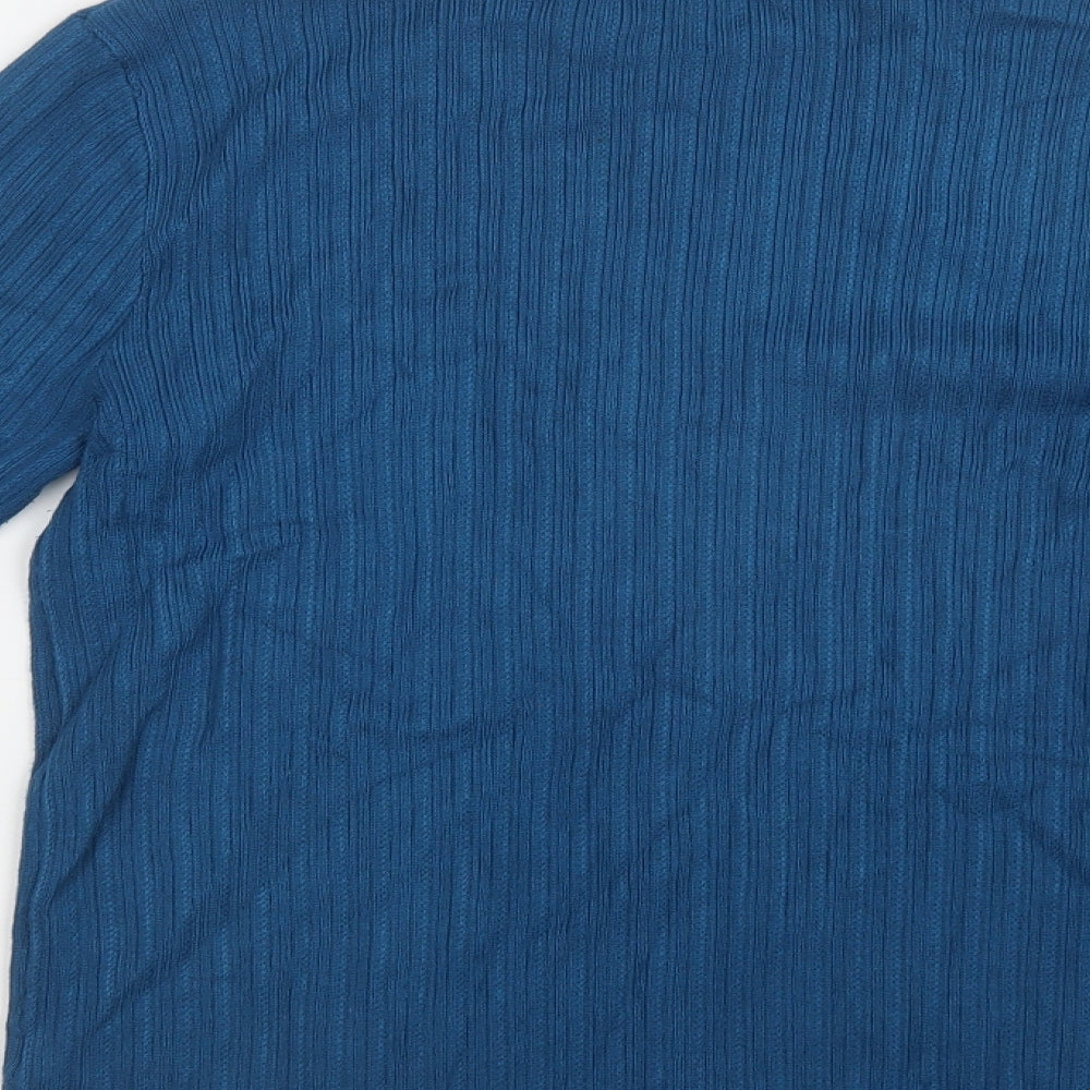 TU Womens Blue Mock Neck  Viscose Pullover Jumper Size 16