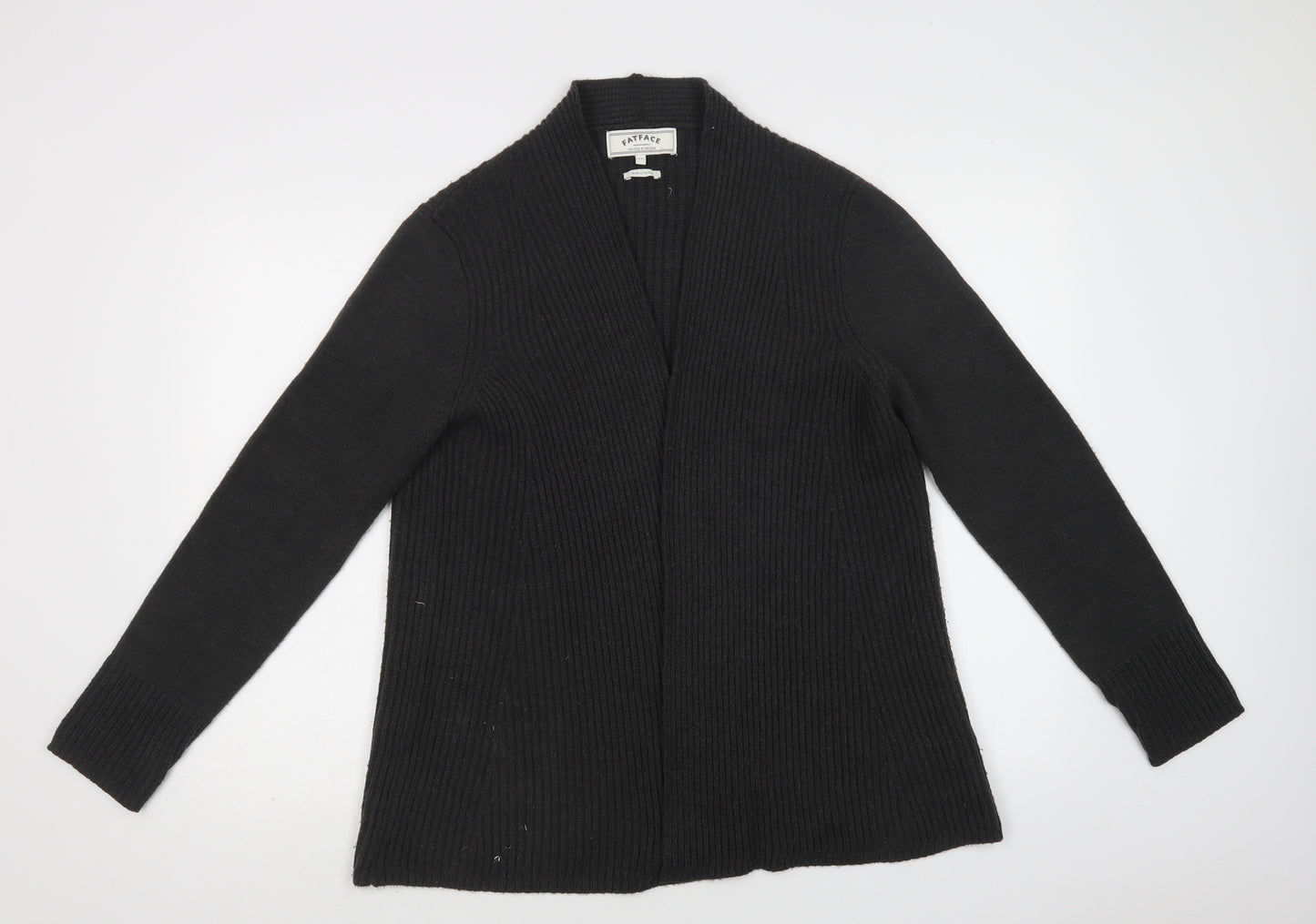 Fat Face Womens Grey Collared  Acrylic Cardigan Jumper Size 4