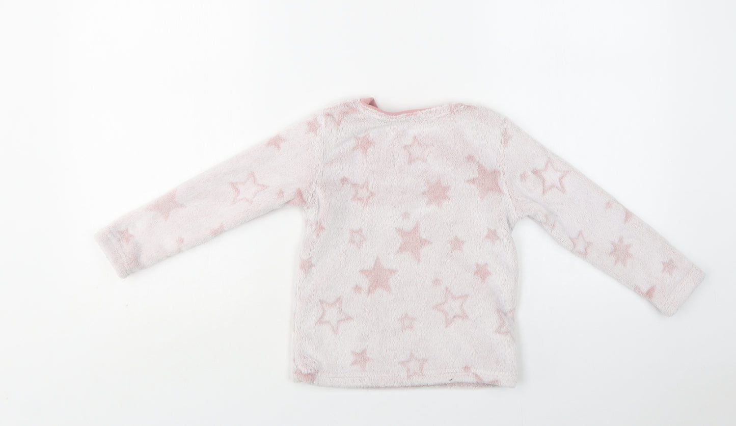Nutmeg Girls Pink Geometric Polyester Top Pyjama Top Size 3-4 Years   - Star Print