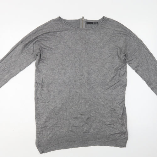Primark Womens Grey Round Neck  Viscose Pullover Jumper Size S
