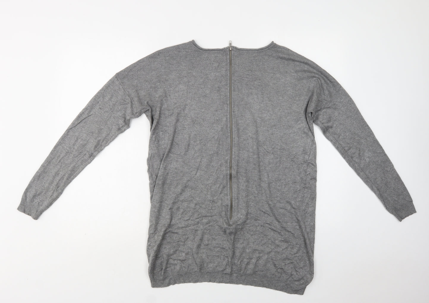 Primark Womens Grey Round Neck  Viscose Pullover Jumper Size S