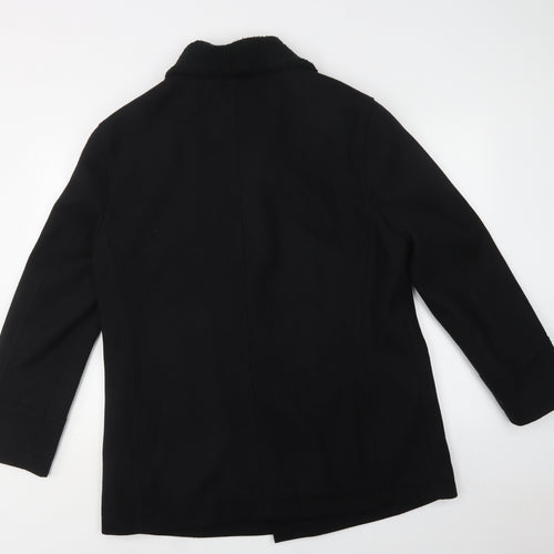 Jasper Conran Mens Black   Pea Coat Coat Size L  Button