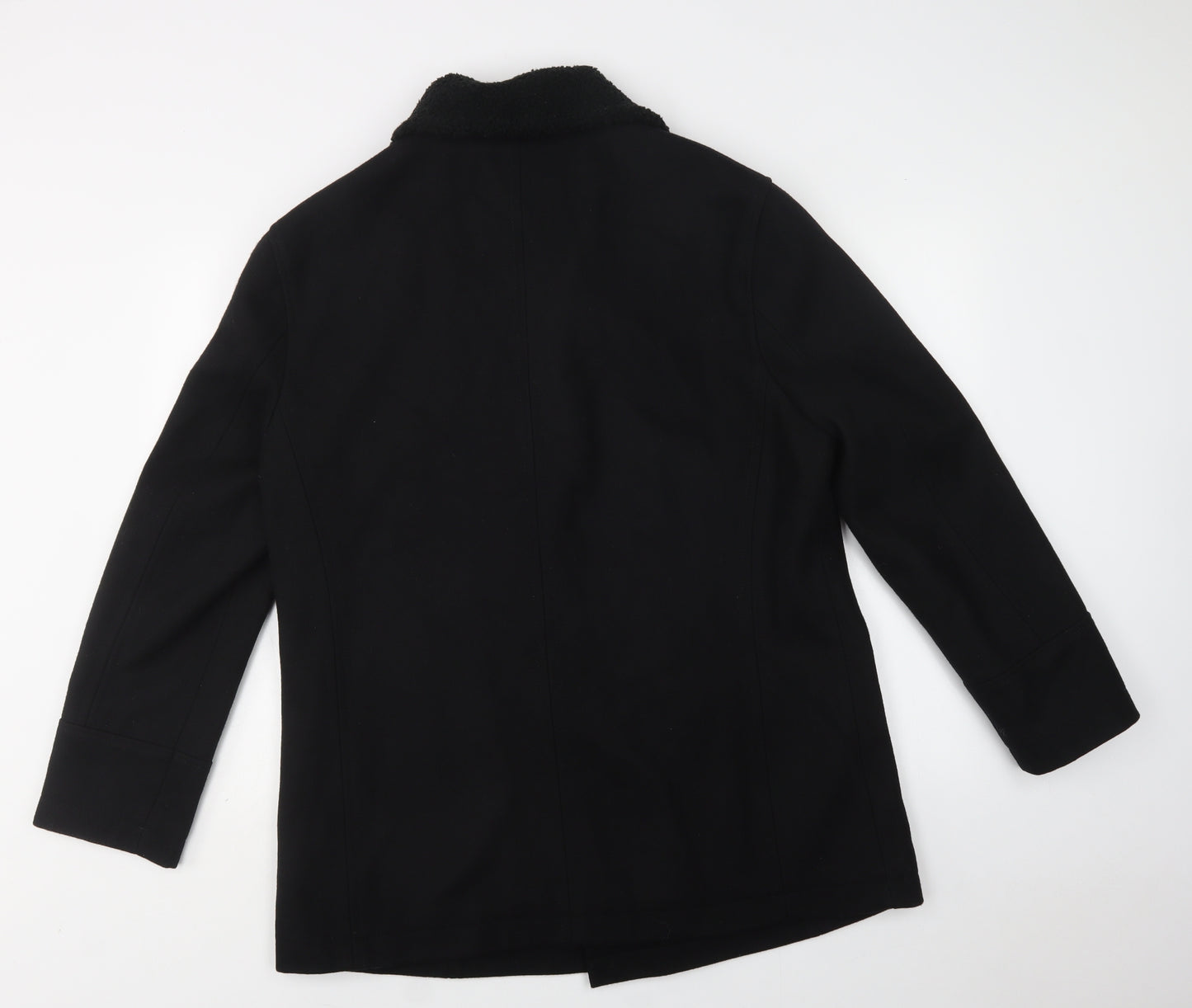 Jasper Conran Mens Black   Pea Coat Coat Size L  Button