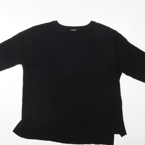 Zara Womens Black Crew Neck  Viscose Pullover Jumper Size S