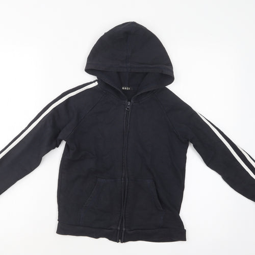 George Boys Black Striped Cotton Full Zip Hoodie Size 7-8 Years  Zip