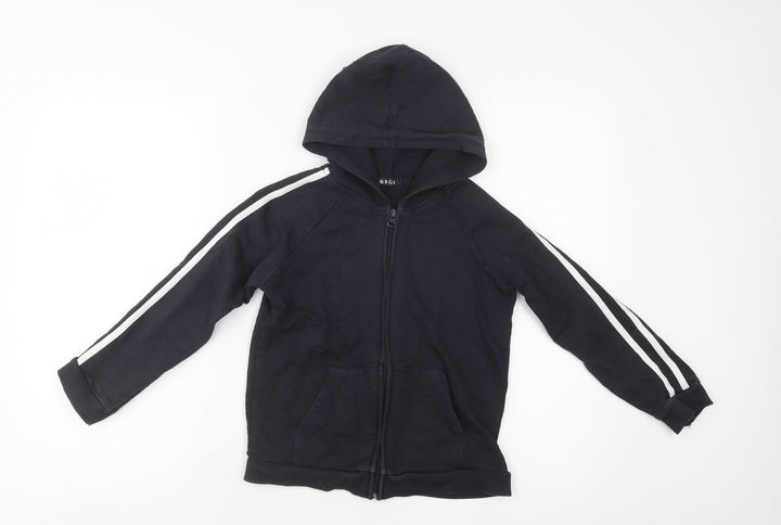 George Boys Black Striped Cotton Full Zip Hoodie Size 7-8 Years Zip