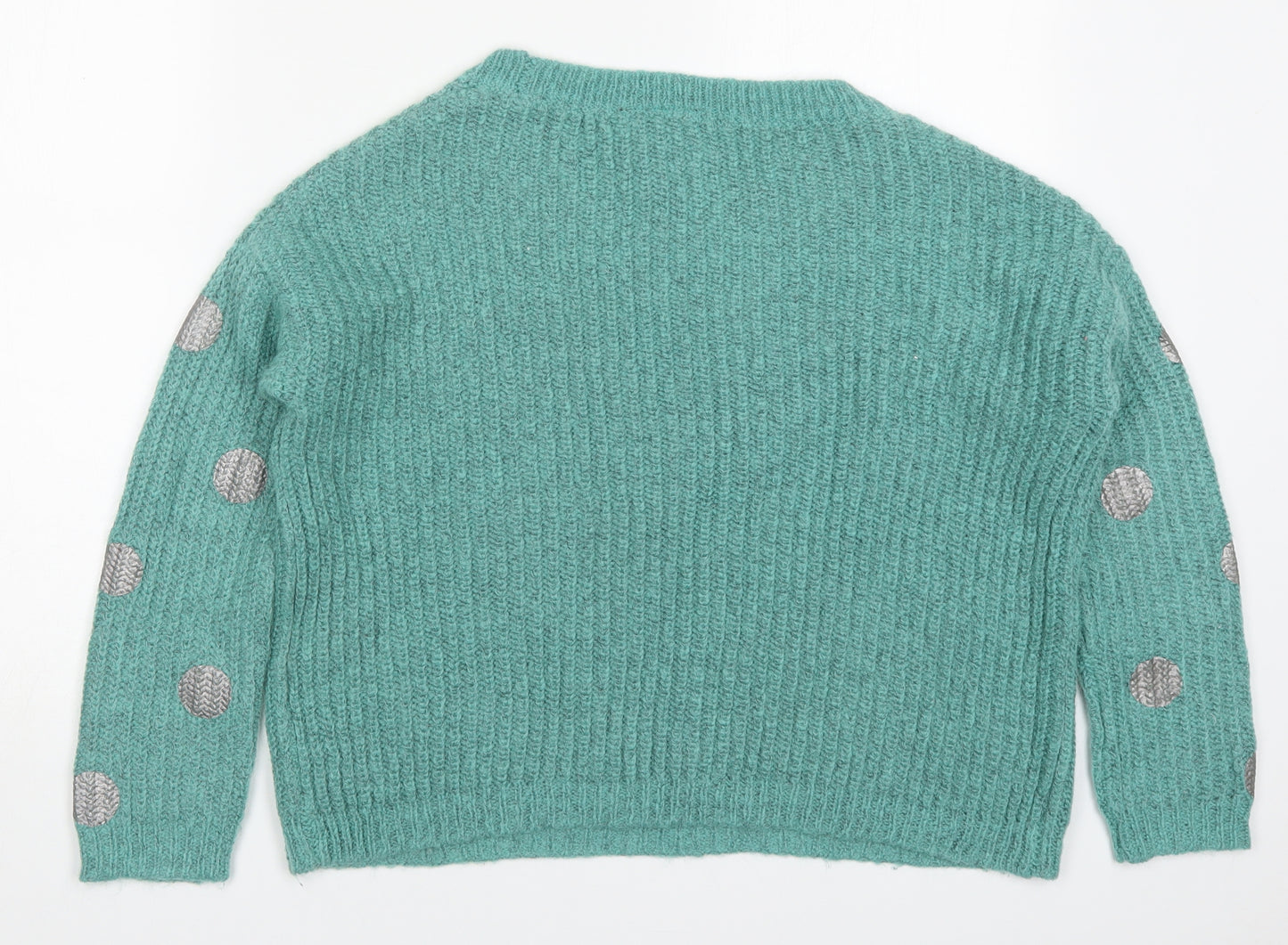 Only Womens Green Round Neck Polka Dot Acrylic Pullover Jumper Size M