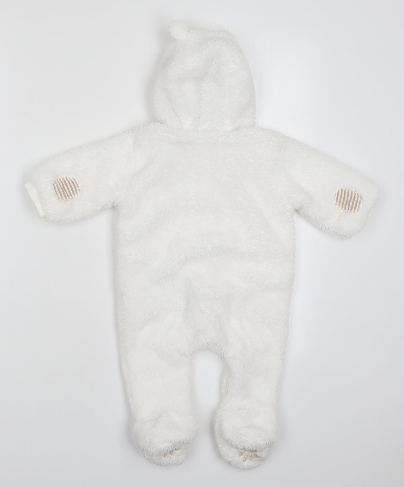 F&F Girls White Solid Polyester Cami One Piece Size 3-6 Months  Zip - Bear