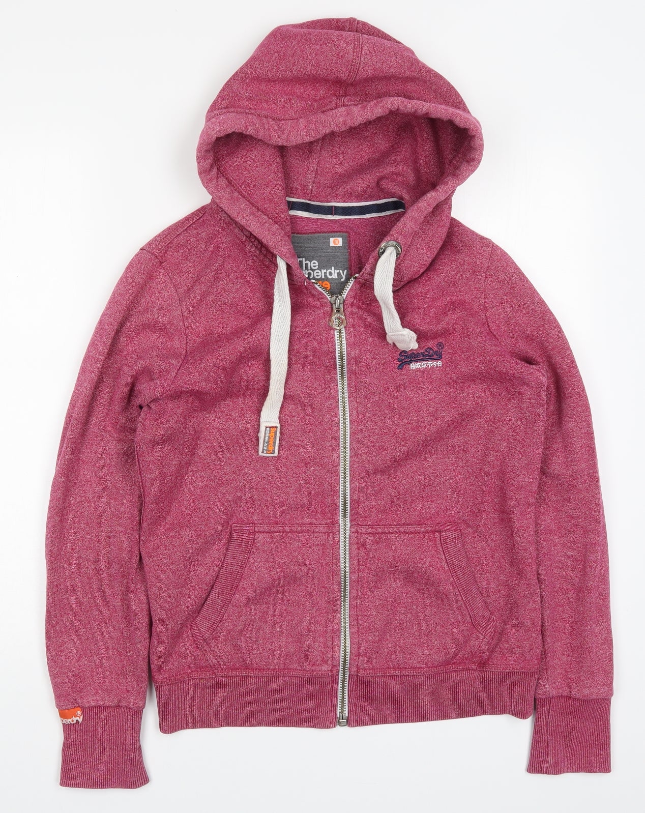 Superdry Womens Pink  Cotton Full Zip Hoodie Size M  Zip