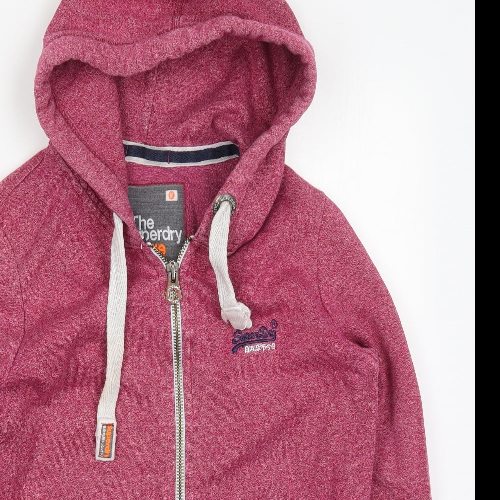 Superdry Womens Pink  Cotton Full Zip Hoodie Size M  Zip