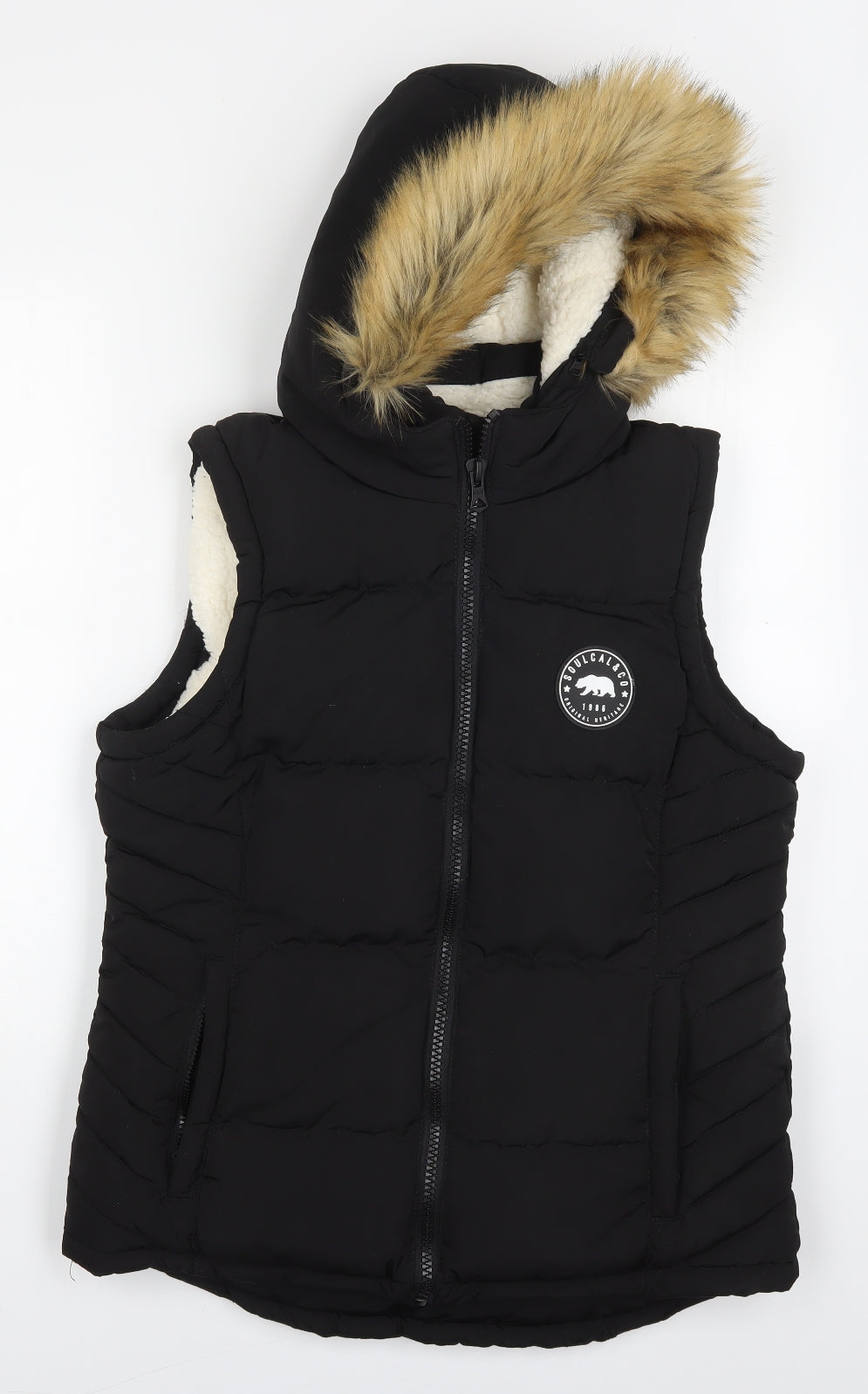 SoulCal&Co Womens Black   Gilet Coat Size 12  Zip