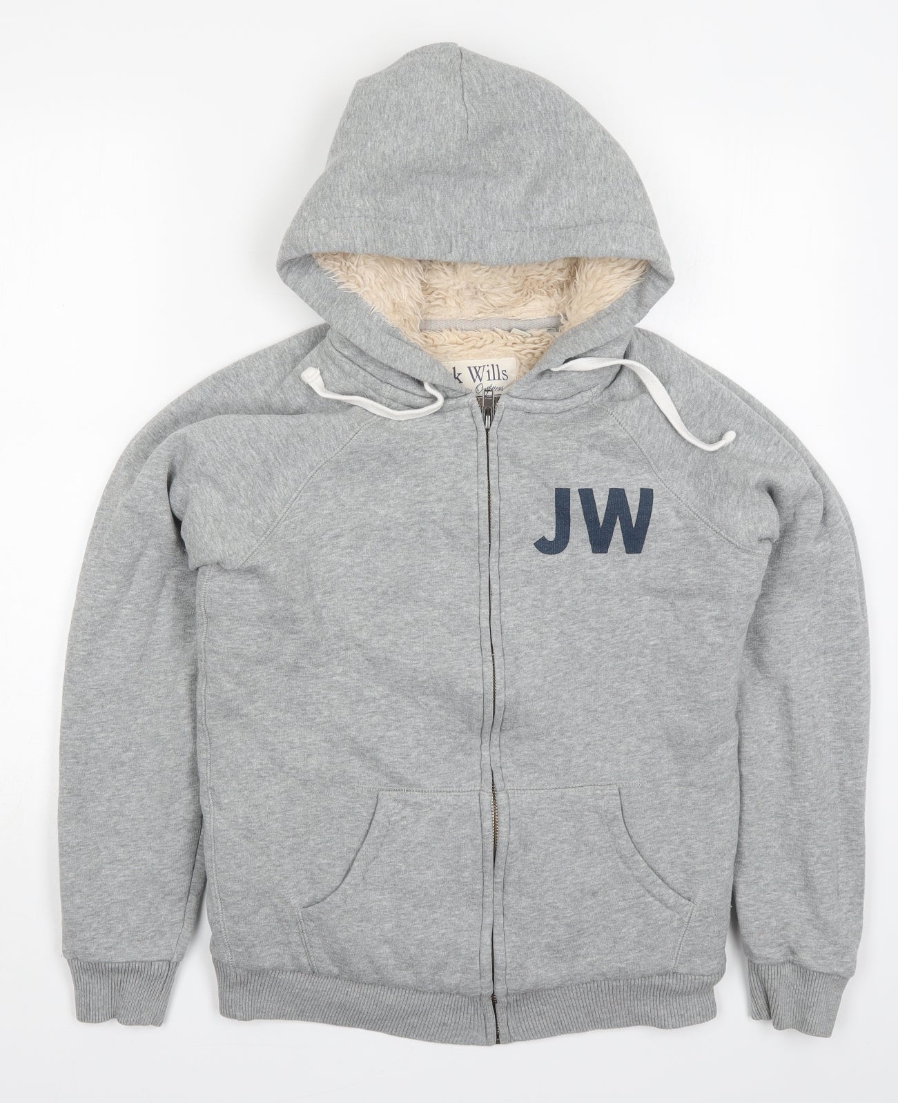 Jack Wills Womens Grey  Cotton Full Zip Hoodie Size 10  Zip