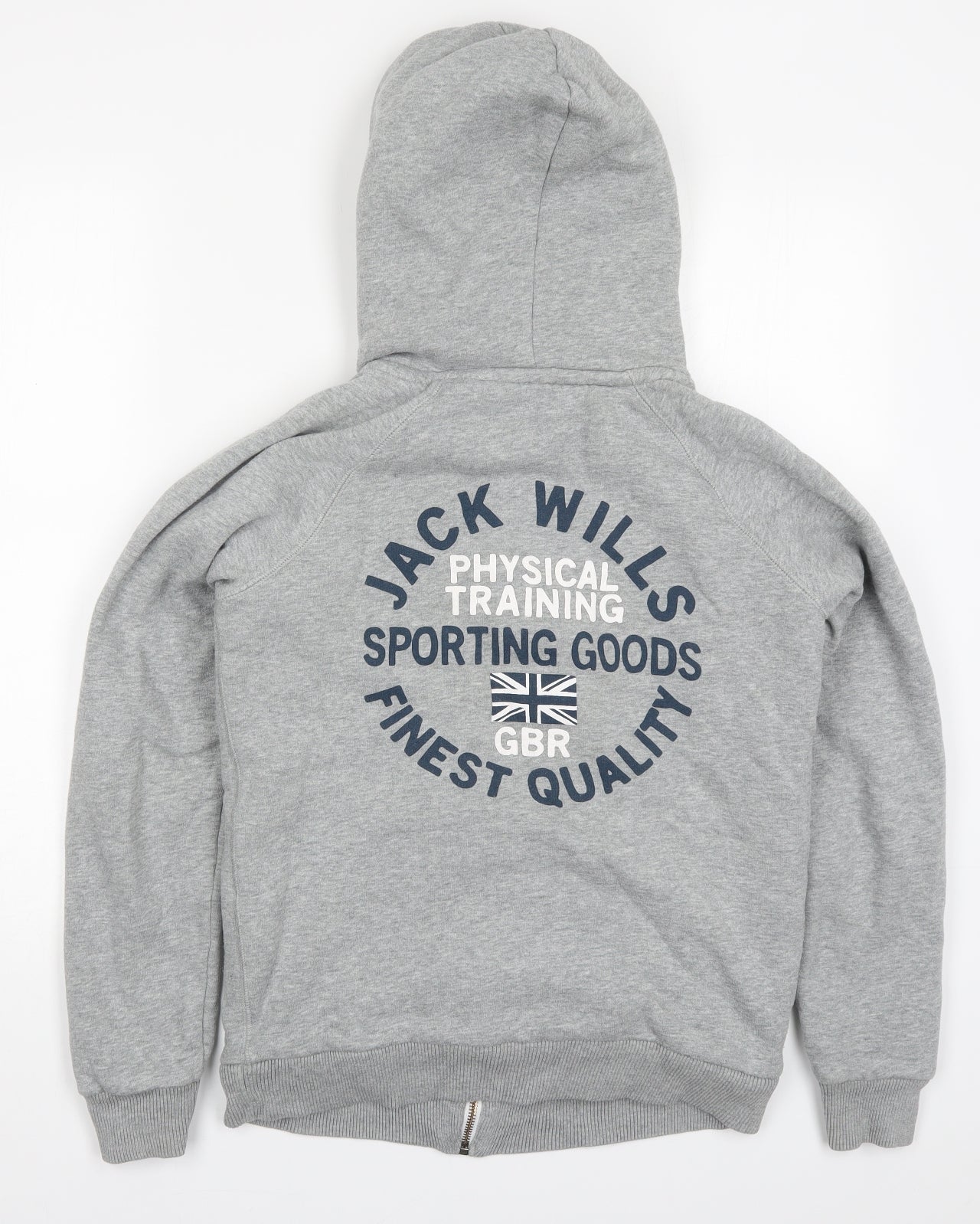 Jack Wills Womens Grey  Cotton Full Zip Hoodie Size 10  Zip
