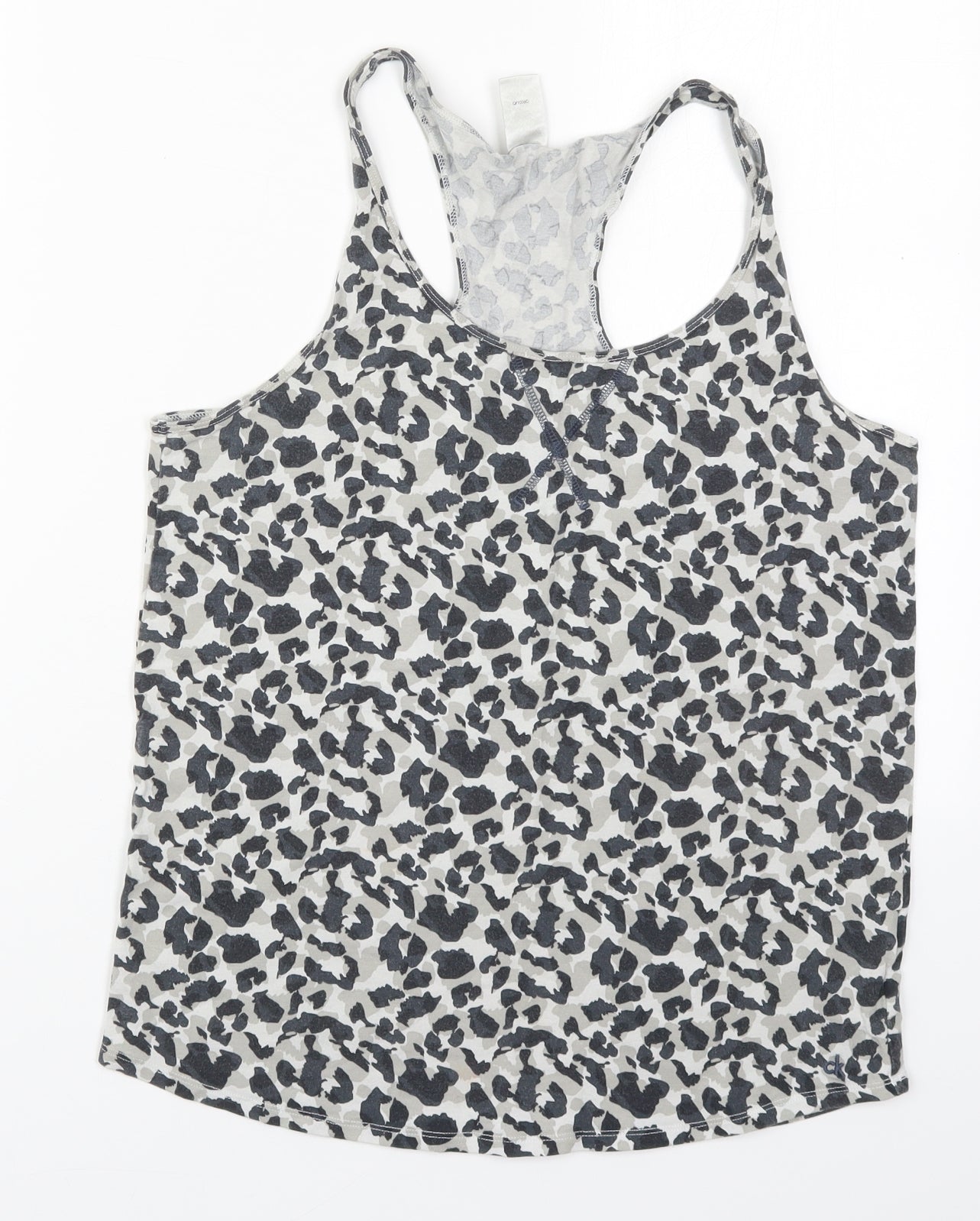 Calvin Klein Womens Grey Animal Print Cotton Cami Pyjama Top Size M