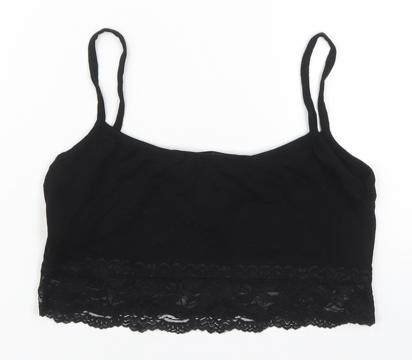 Boohoo Womens Black  Viscose Cropped Tank Size 8 V-Neck