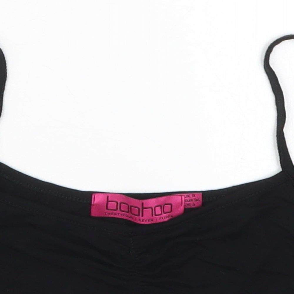 Boohoo Womens Black  Viscose Cropped Tank Size 8 V-Neck