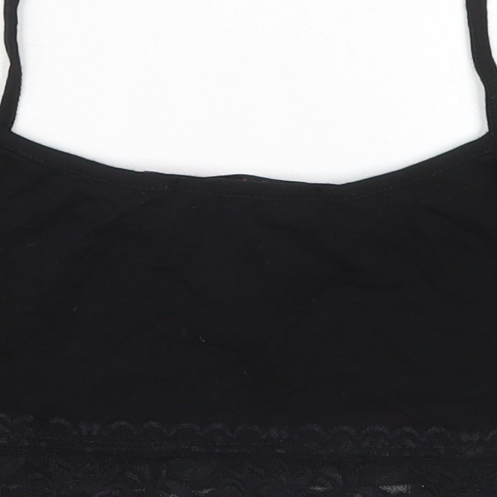 Boohoo Womens Black  Viscose Cropped Tank Size 8 V-Neck