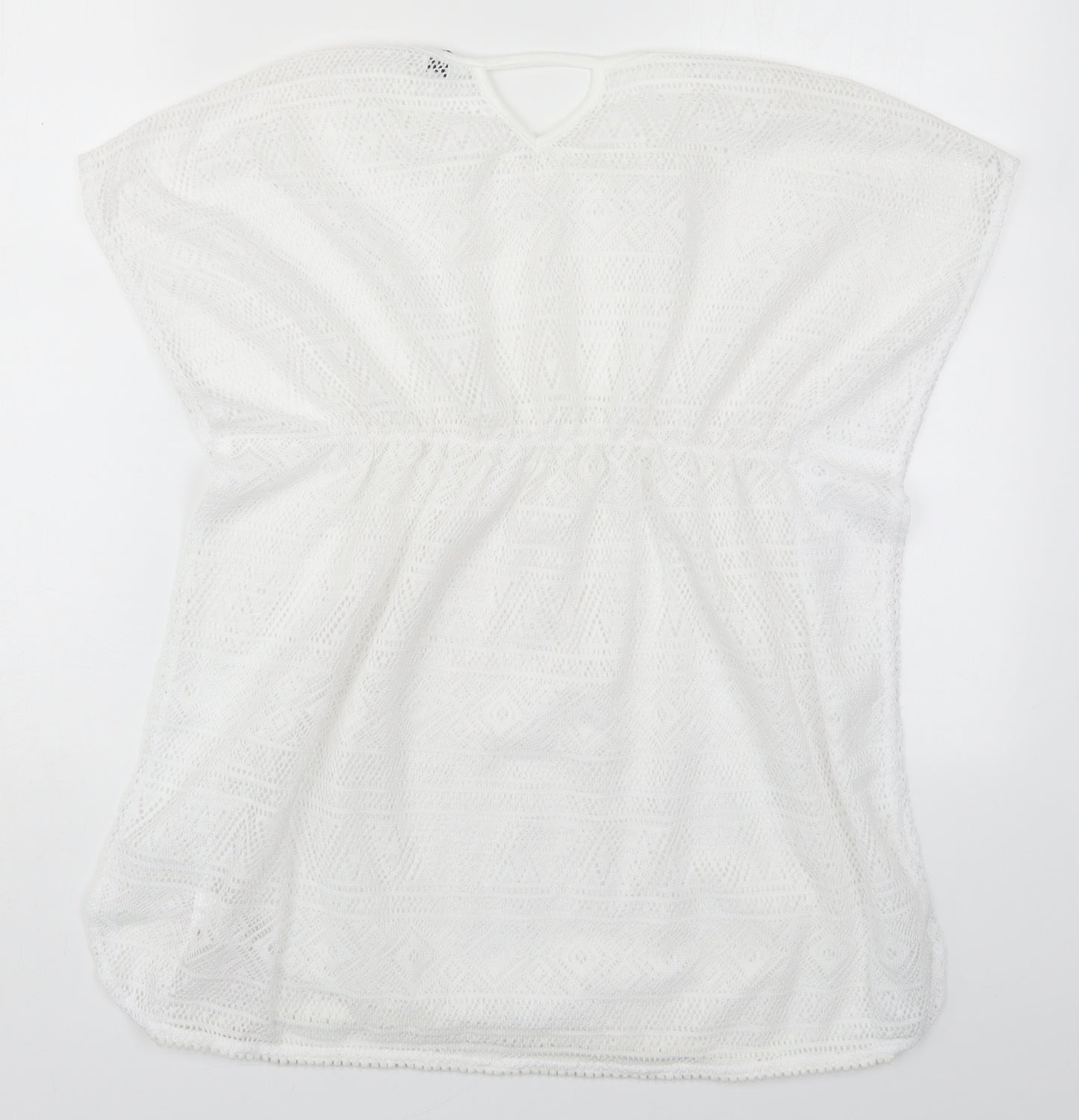 Primark Girls White  Polyester T-Shirt Dress  Size 11-12 Years  Round Neck Pullover - Beach Cover Up Dress