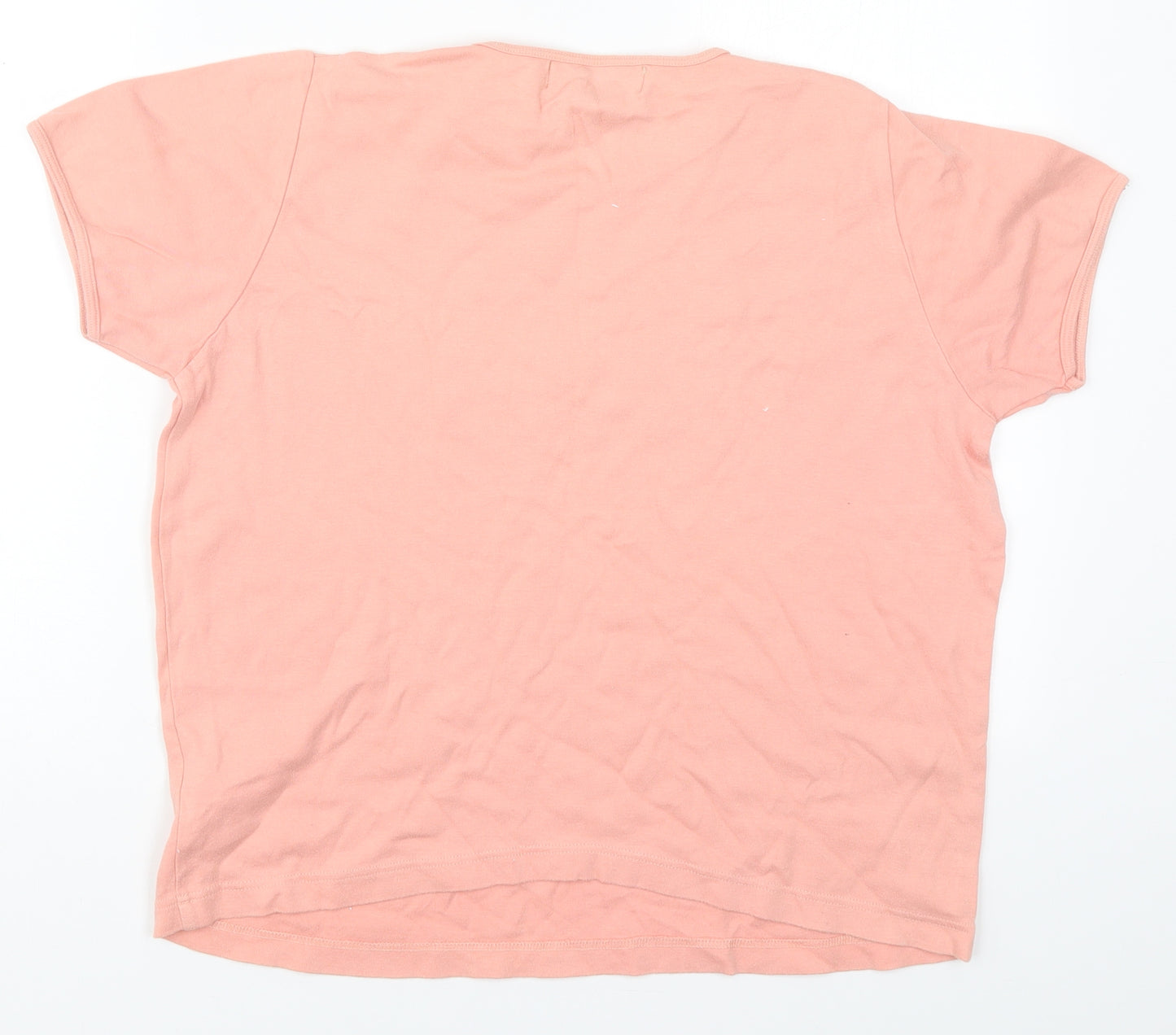 Holmewood Womens Pink  Cotton Basic T-Shirt Size 14 Round Neck - Flowers