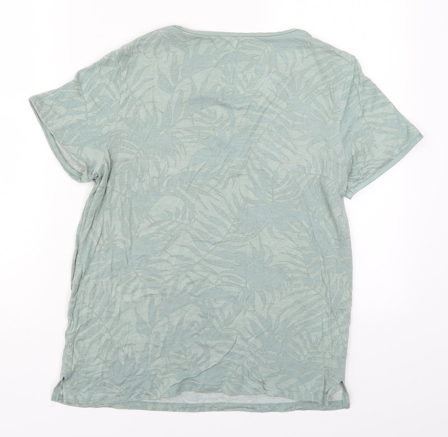 Primark Womens Green Solid Viscose Top Pyjama Top Size 6   - Leaf Prints