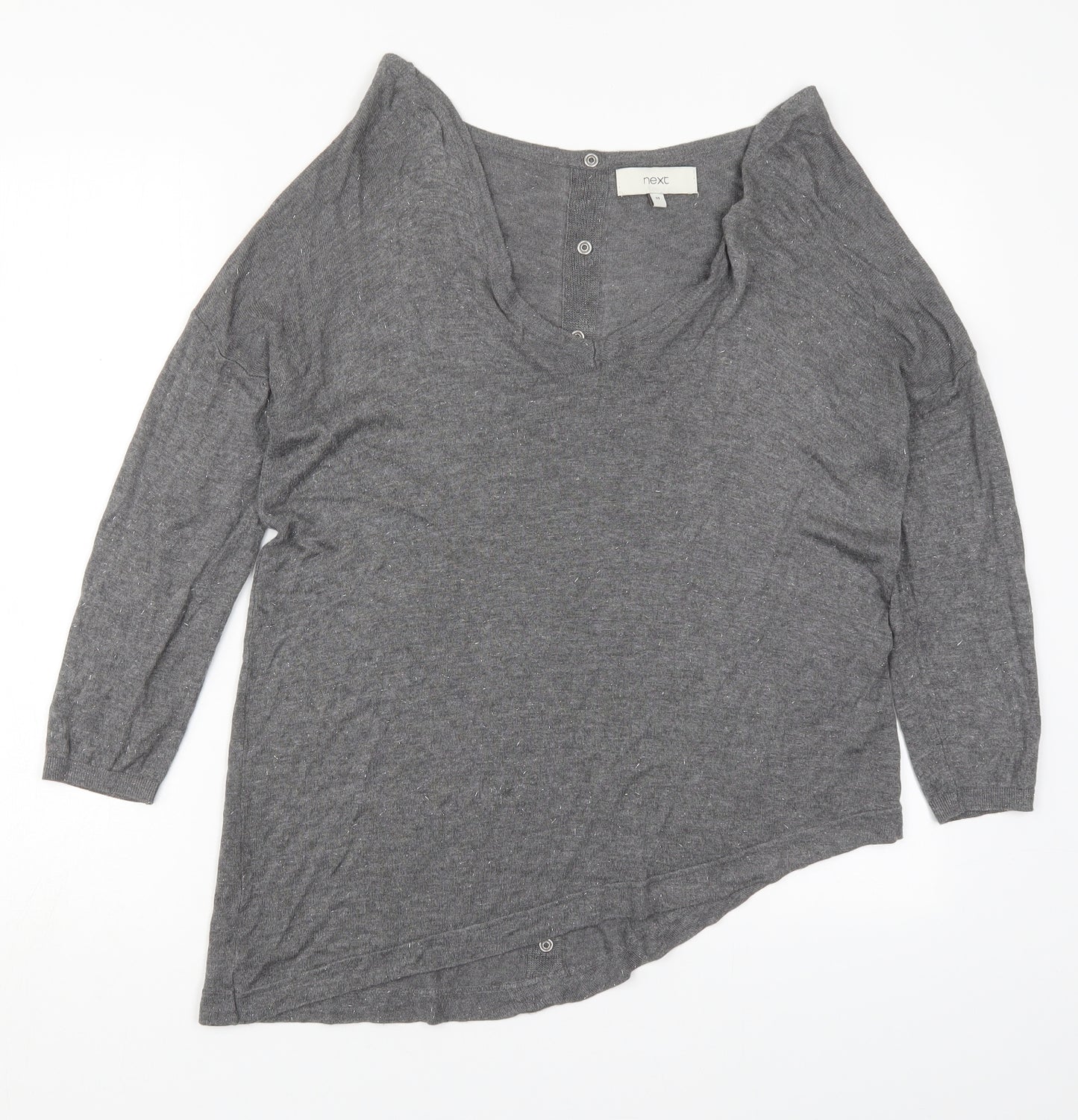 NEXT Womens Grey V-Neck  Viscose Pullover Jumper Size 10