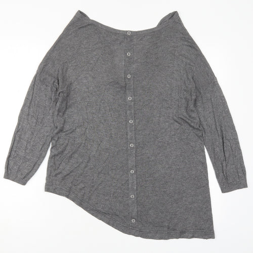 NEXT Womens Grey V-Neck  Viscose Pullover Jumper Size 10
