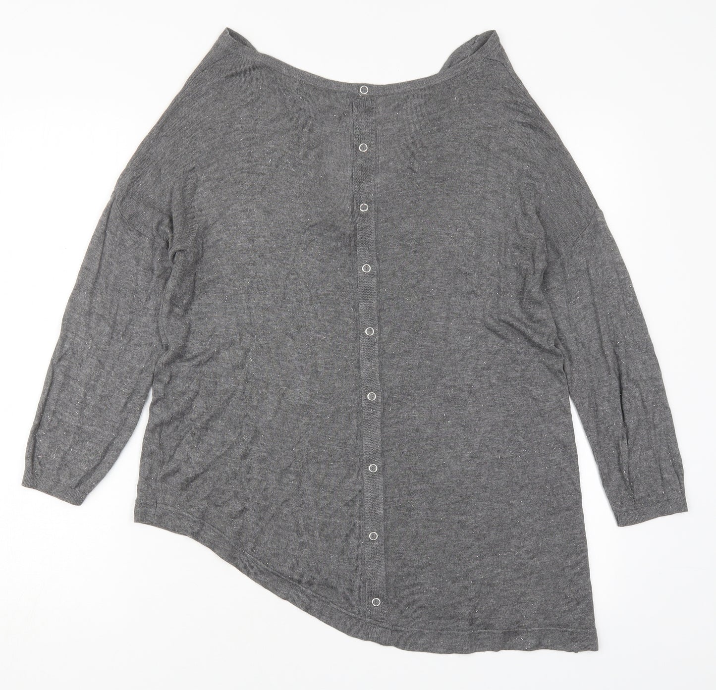 NEXT Womens Grey V-Neck  Viscose Pullover Jumper Size 10