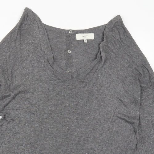 NEXT Womens Grey V-Neck  Viscose Pullover Jumper Size 10