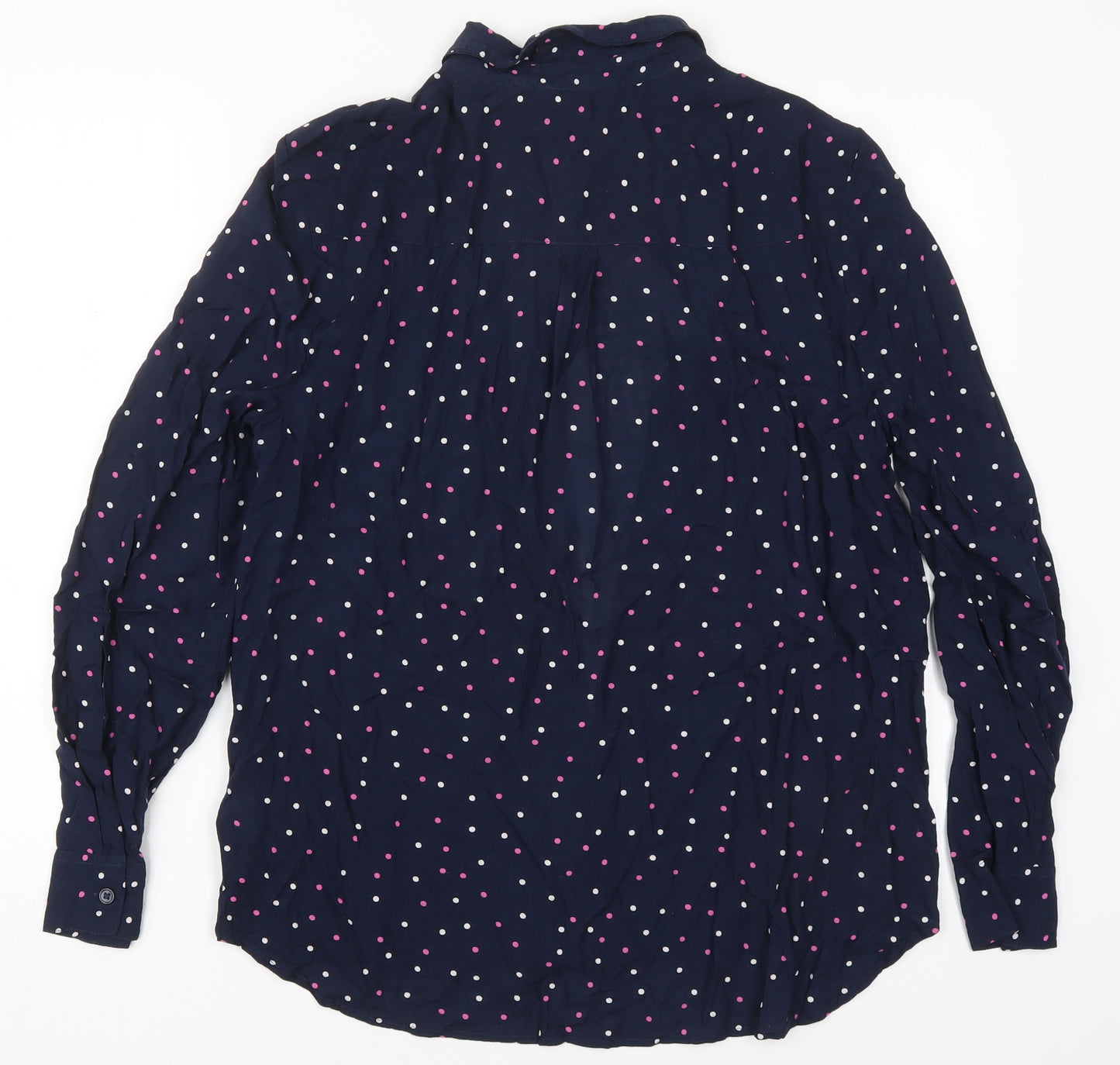 NEXT Womens Blue Polka Dot Modal Basic Button-Up Size 16 Collared