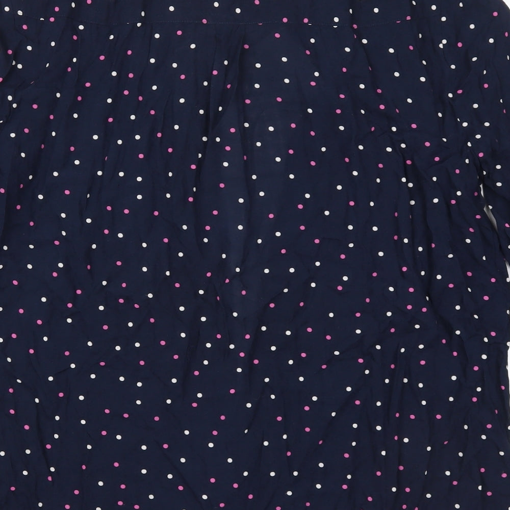 NEXT Womens Blue Polka Dot Modal Basic Button-Up Size 16 Collared