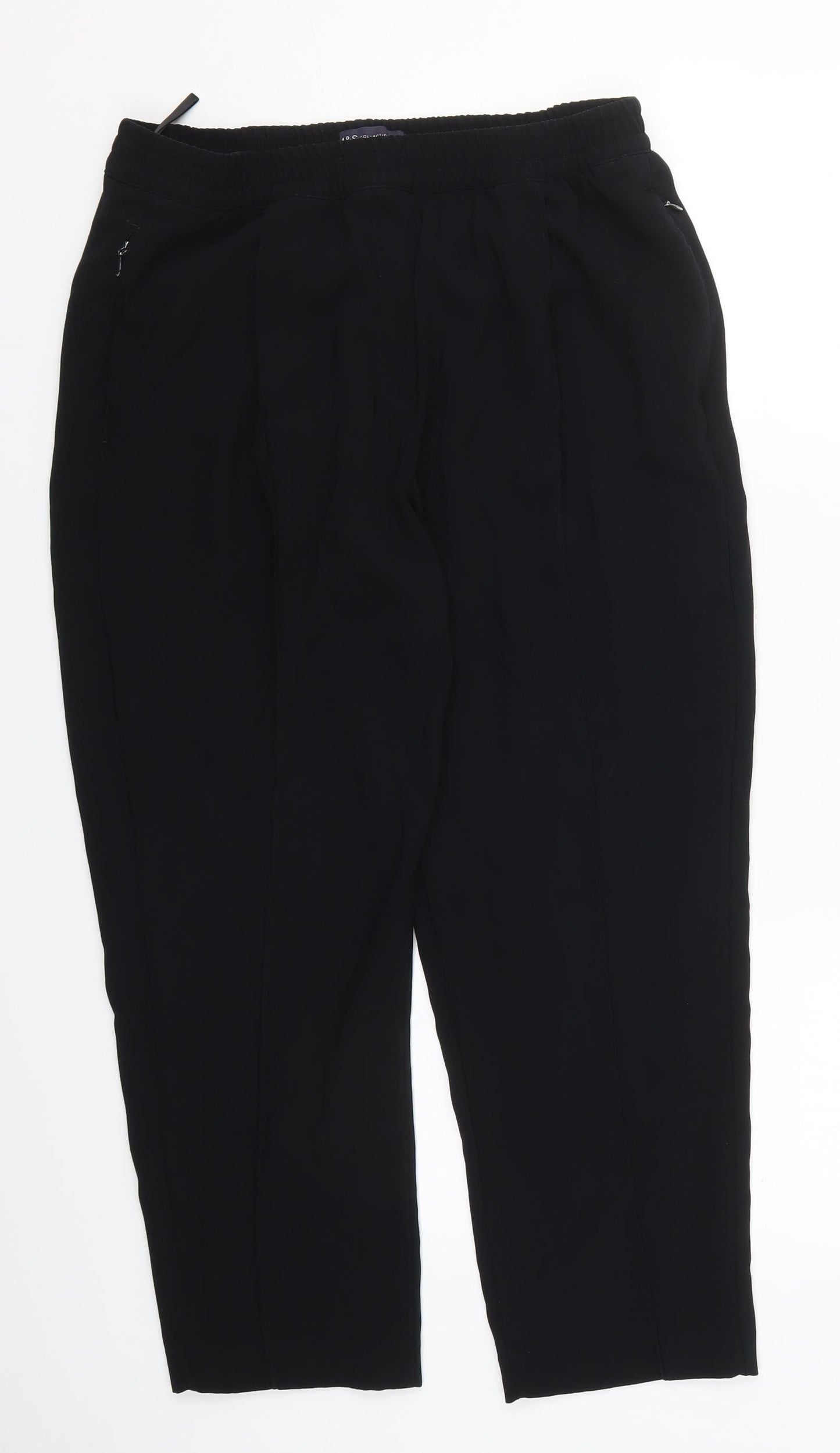 Marks and Spencer Womens Black  Polyester Trousers  Size 14 L24 in Regular