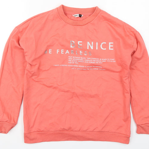 Pep&Co Womens Pink  Cotton Pullover Sweatshirt Size S  Pullover - Be Nice Be Fearless