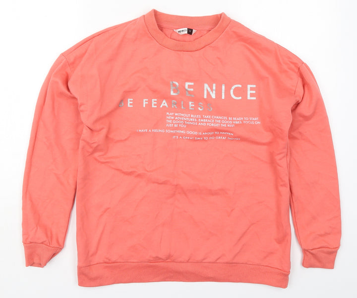 Pep&Co Womens Pink  Cotton Pullover Sweatshirt Size S  Pullover - Be Nice Be Fearless