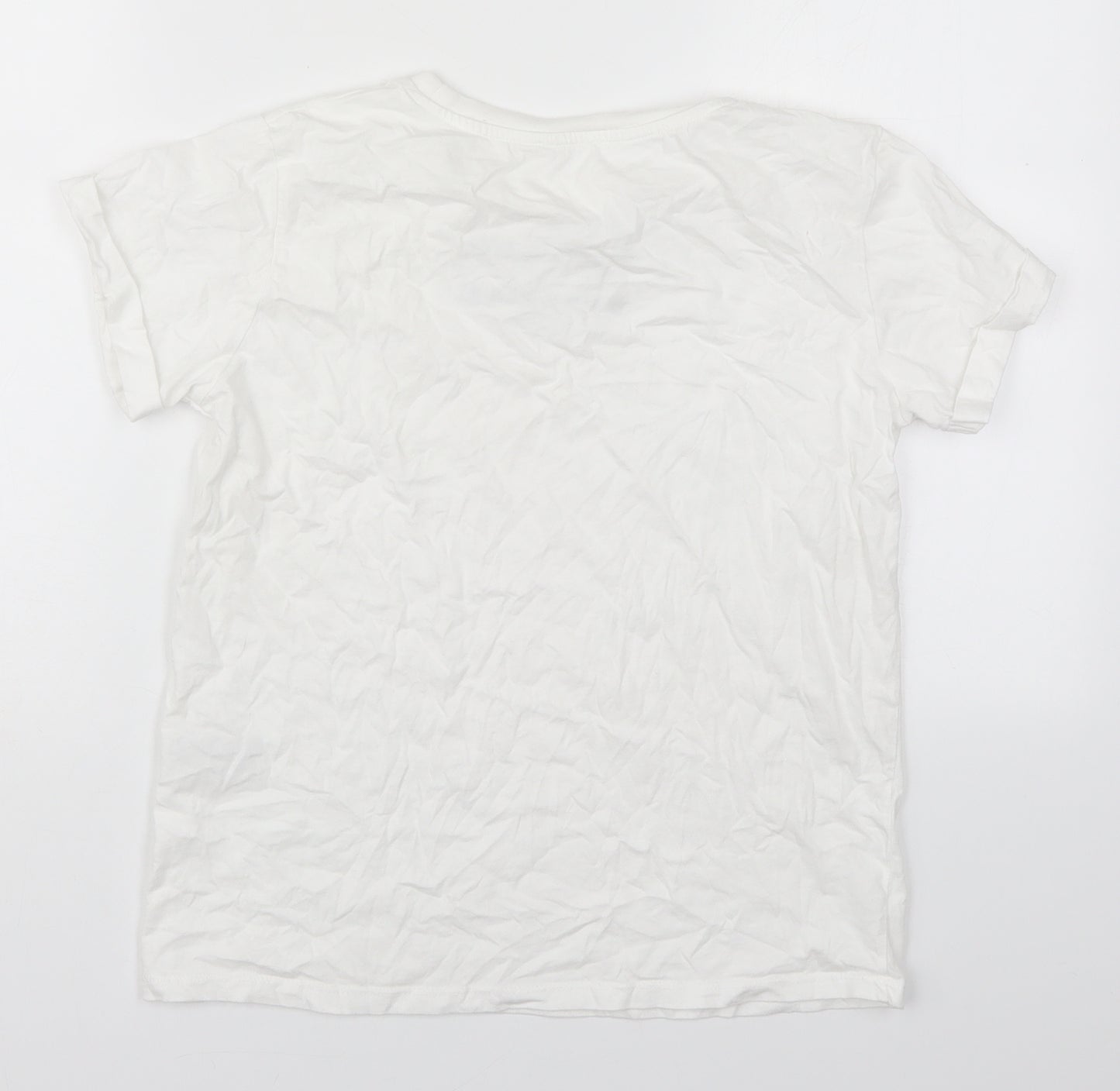 River Island Girls White  Cotton Basic T-Shirt Size 11-12 Years Crew Neck Pullover - Be Nice Be Kind