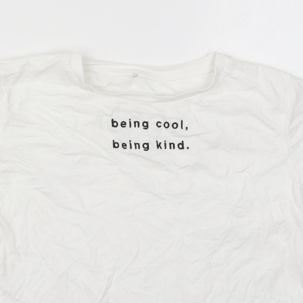 River Island Girls White  Cotton Basic T-Shirt Size 11-12 Years Crew Neck Pullover - Be Nice Be Kind