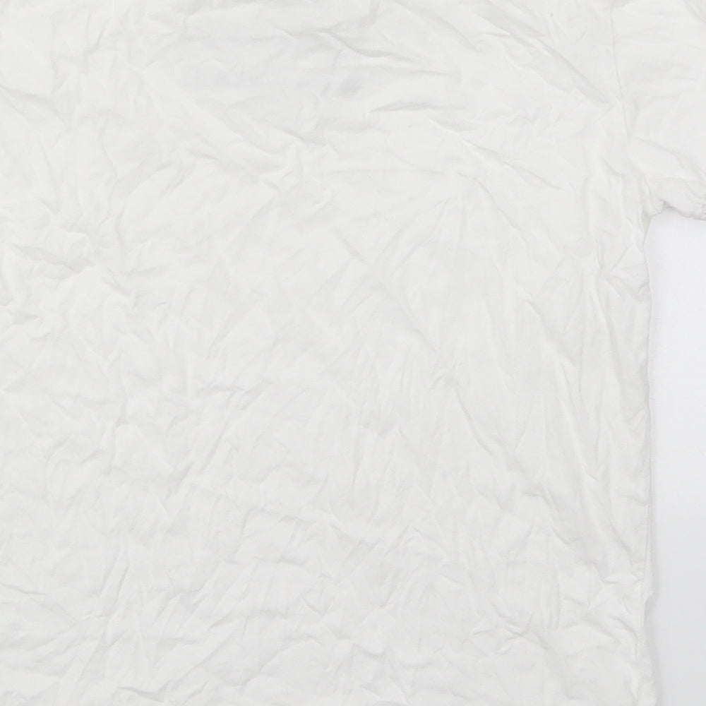 River Island Girls White  Cotton Basic T-Shirt Size 11-12 Years Crew Neck Pullover - Be Nice Be Kind