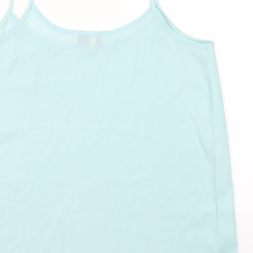 Papaya Womens Blue  Polyester Basic Tank Size 10 Scoop Neck