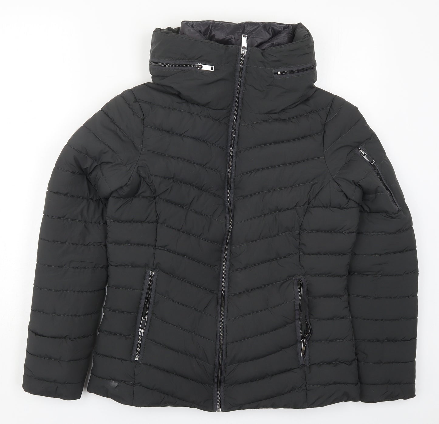 Mint Velvet Womens Grey   Quilted Coat Size XS  Zip